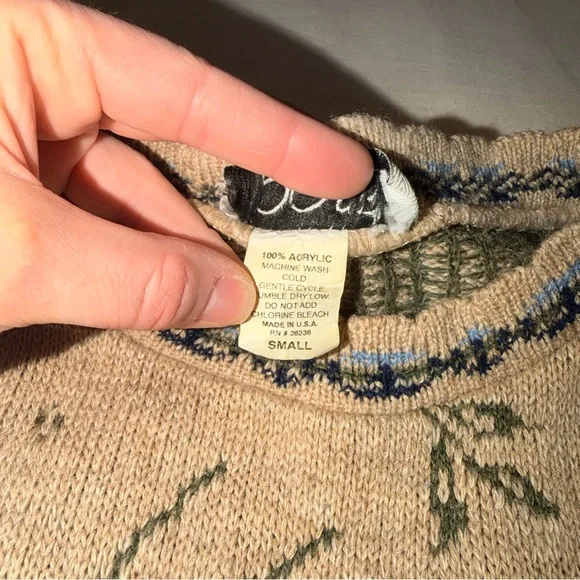 Vintage Spring Knit Sweater - Blue and Tan - Picture 7 of 7